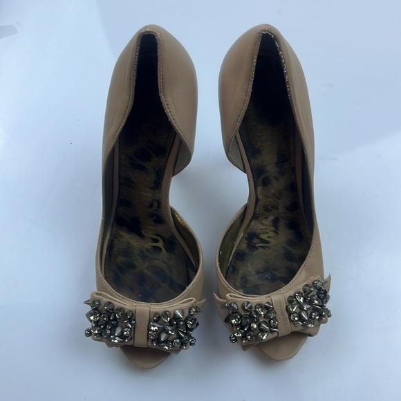 Sam Edelman Lorna Nude Leather Heels - Size 7.5 - N180-5 - Picture 3 of 7